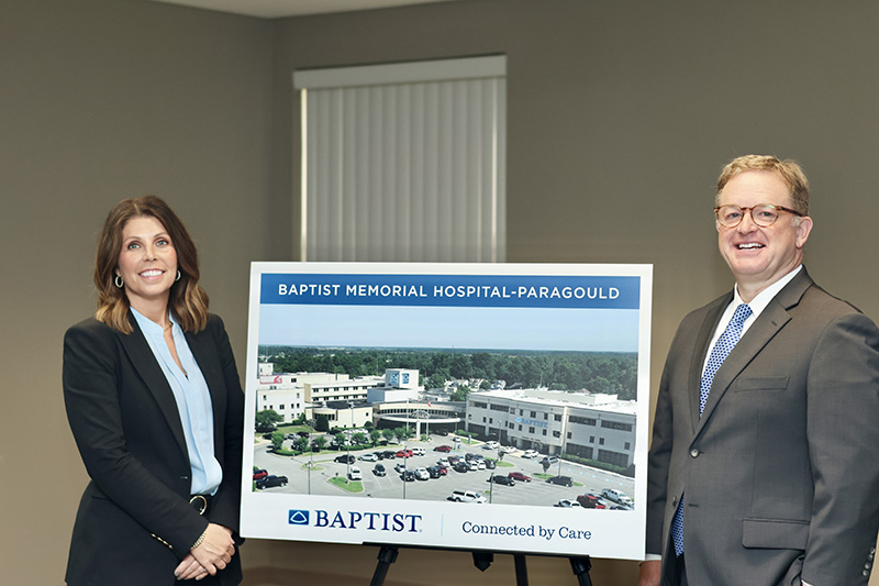 Melanie Edens, administrator and CEO of Baptist Paragould (left) with Jason Little, president and CEO of Baptist